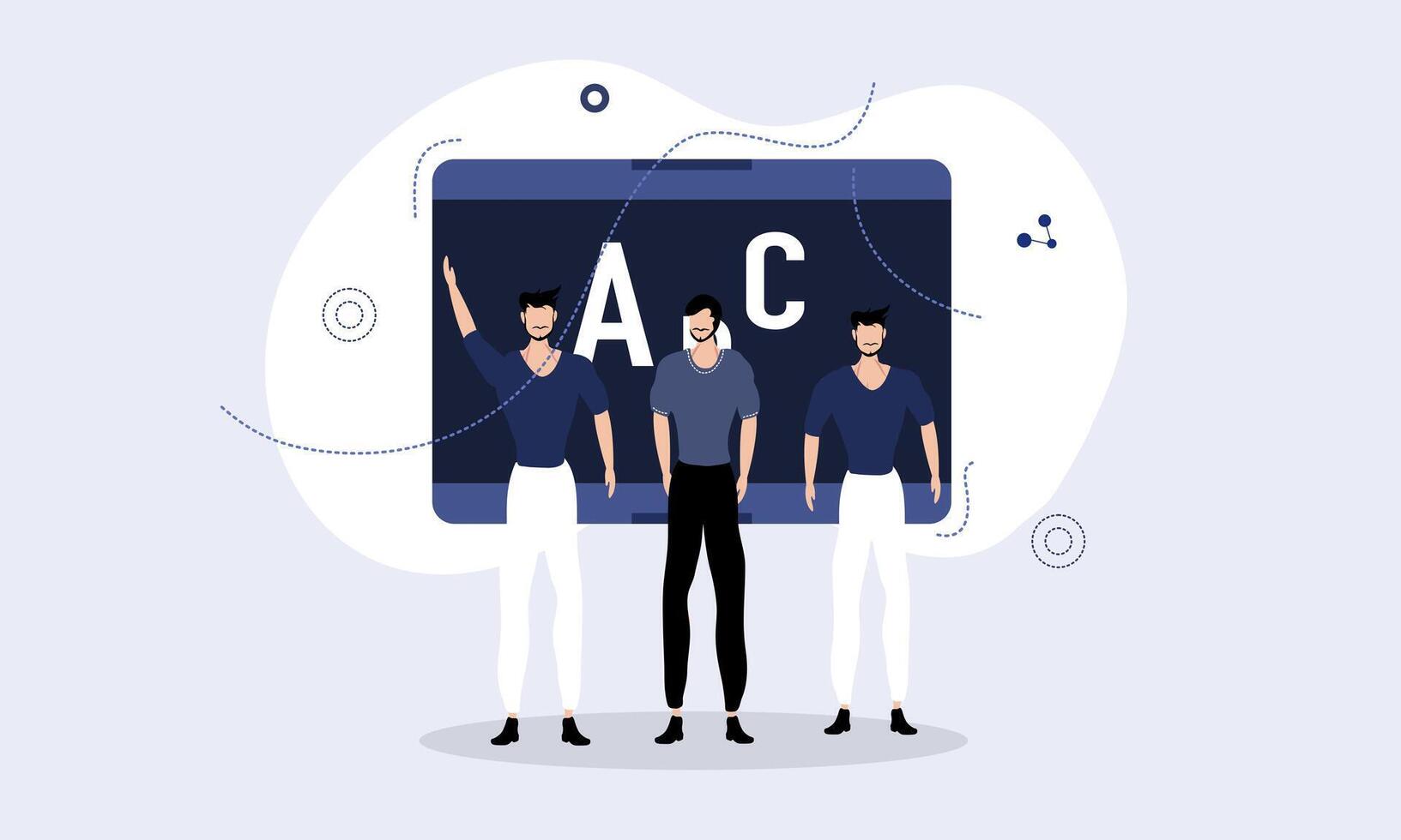 Teacher Explaining Letters With Two Students Present vector