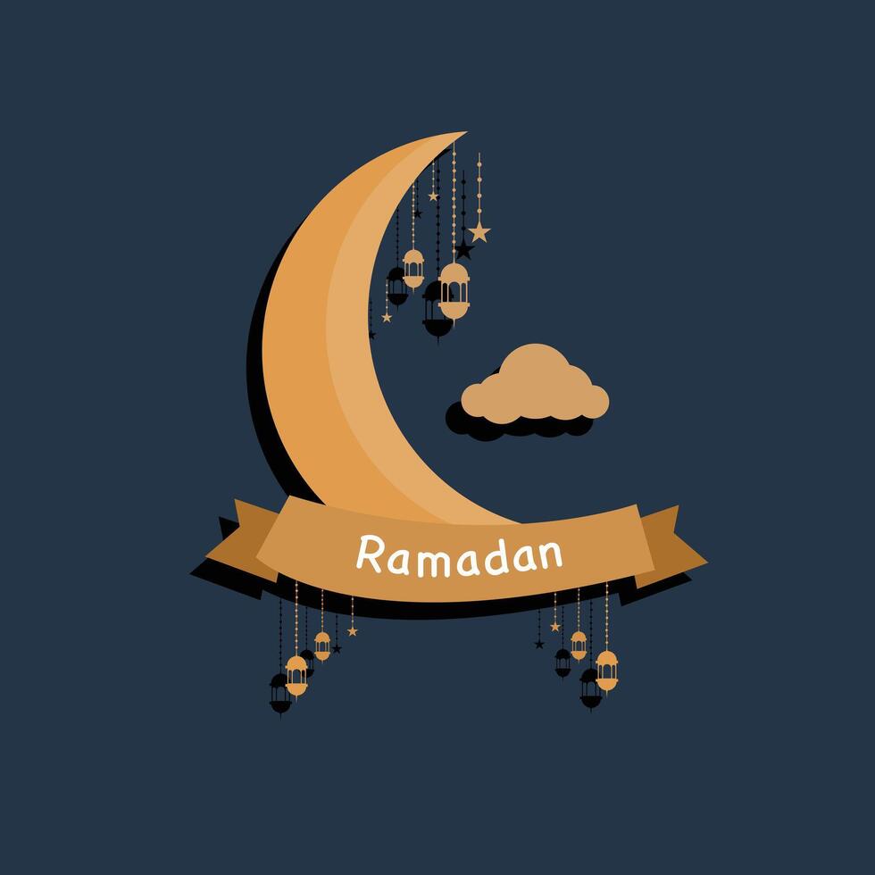 Ramadan Celebration with Gold Crescent Design vector
