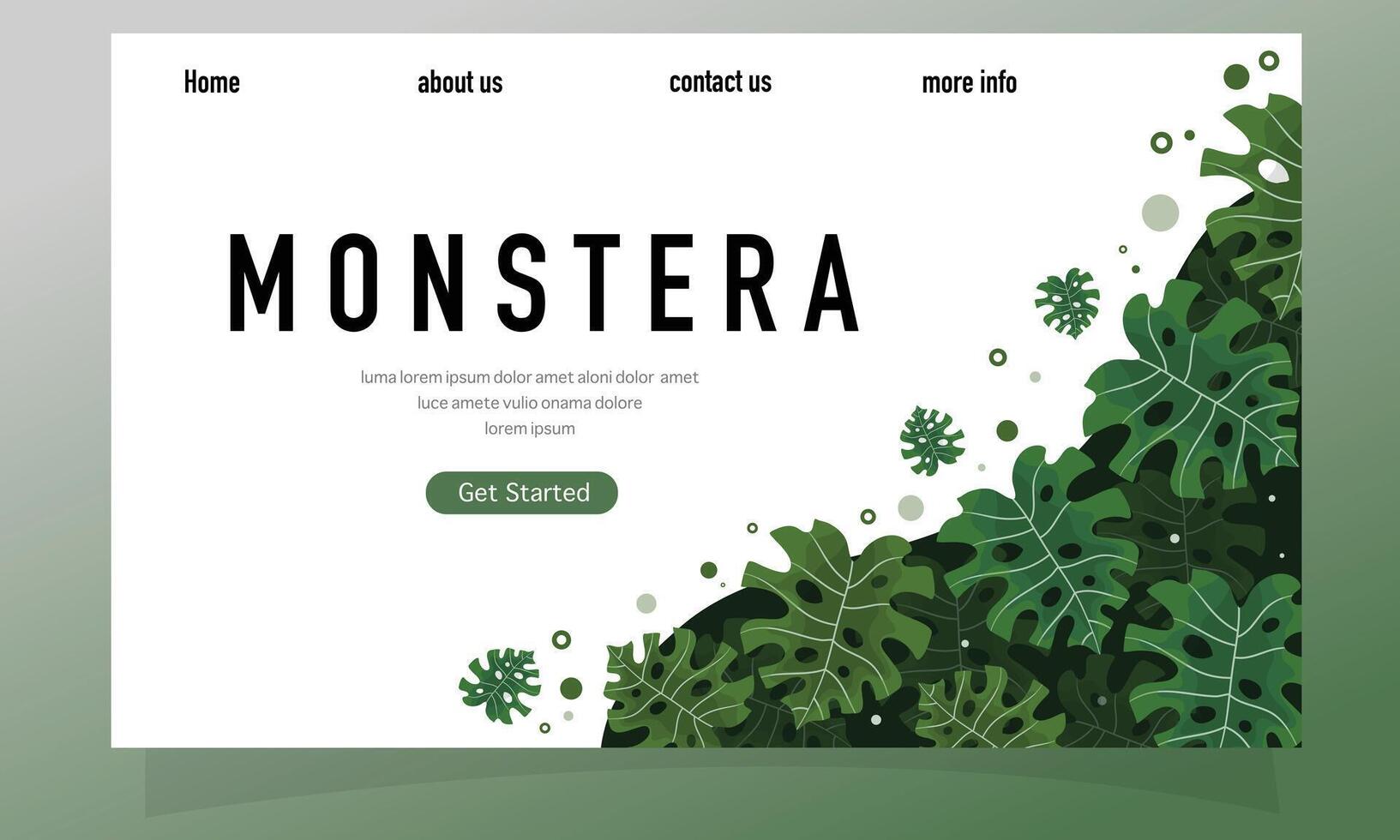 Monstera Leaf Landing Page with Clean Green Plant Background vector