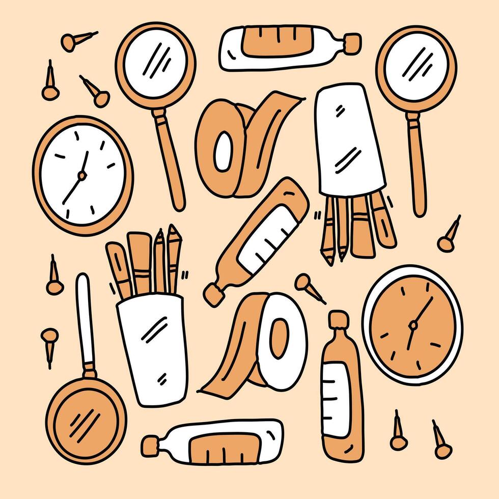 Hand-Drawn Mirror And Grooming Tools Background Design vector