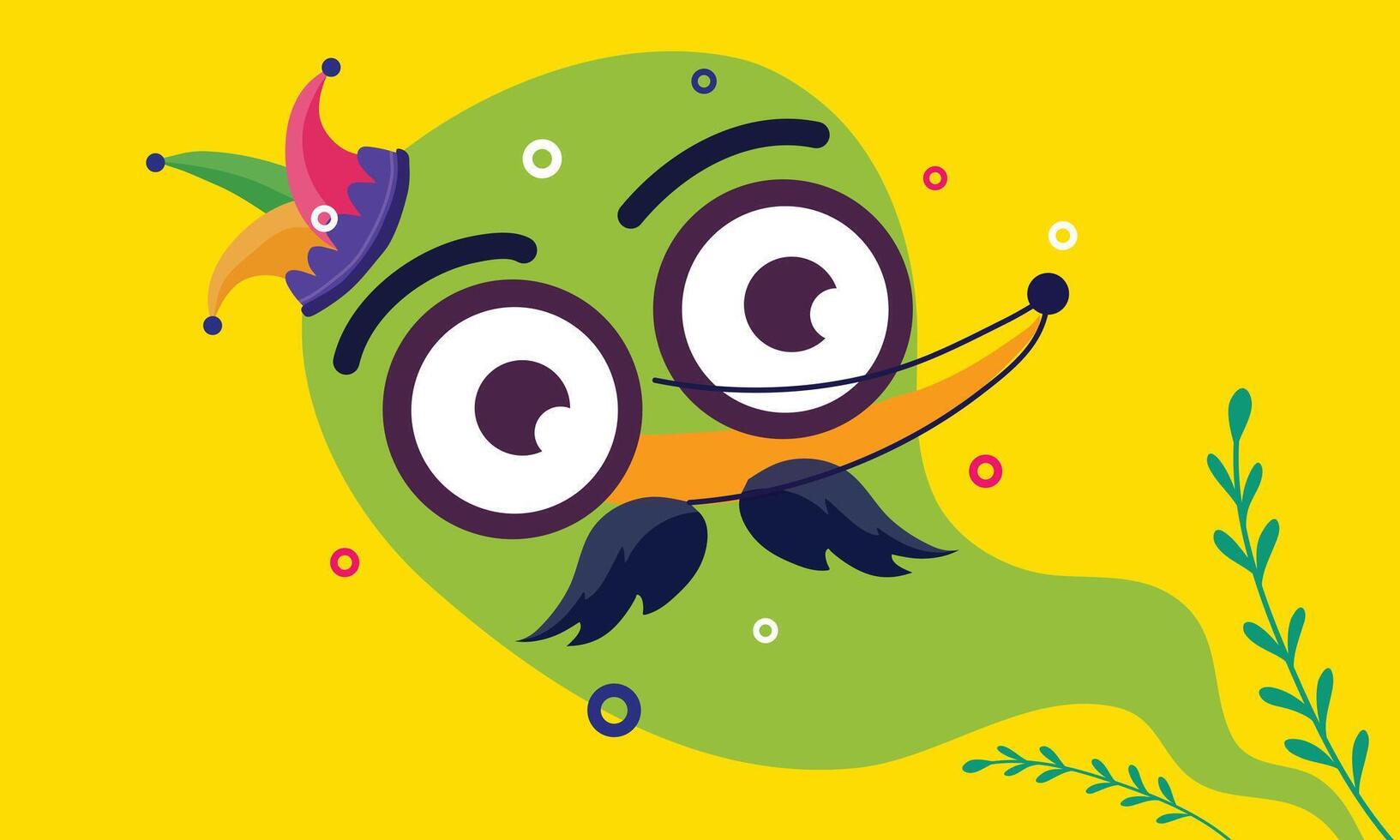 Whimsical Green Mask Face vector