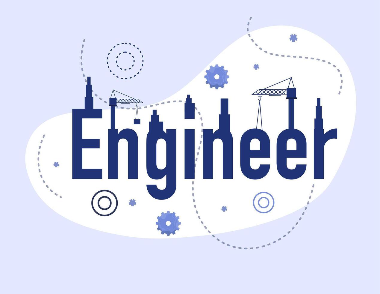 Engineer Typography With Construction Icons Around It vector