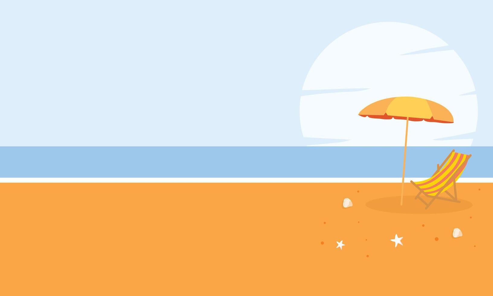 summer Beach chair and umbrella on the beach vector