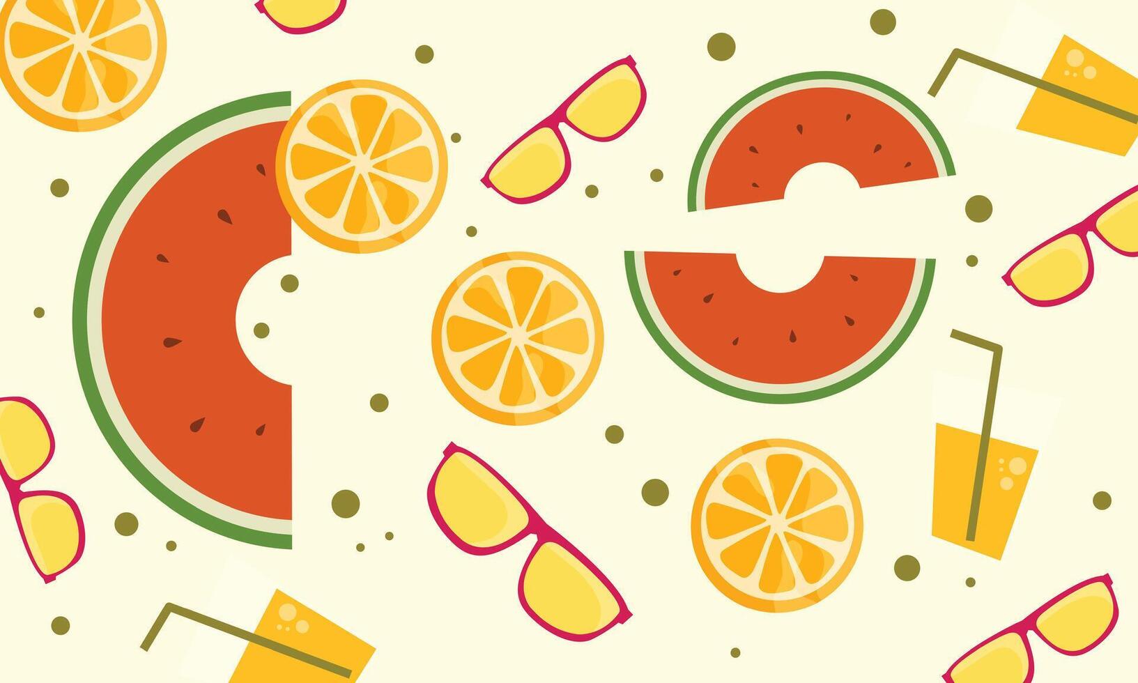 Fresh Fruit and Sunglasses Pattern for Summer Vibes vector