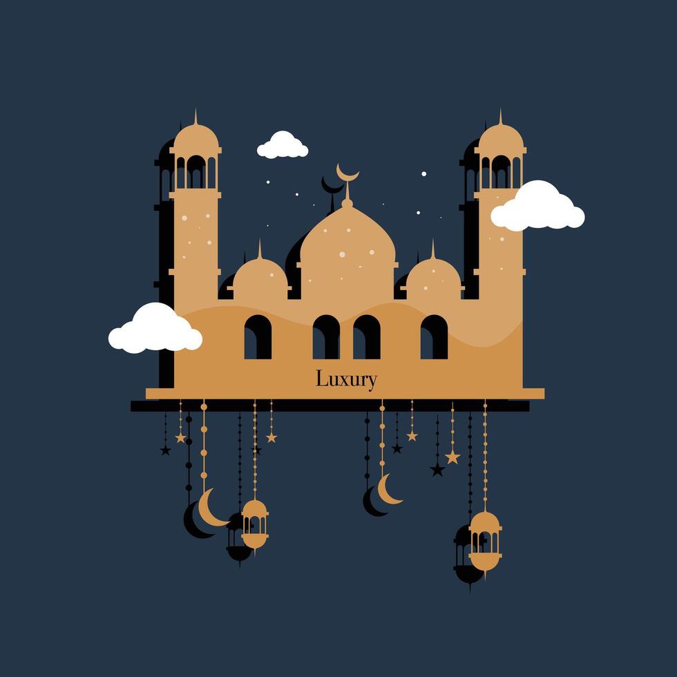 Minimalist Gold Crescent Ramadan Background vector