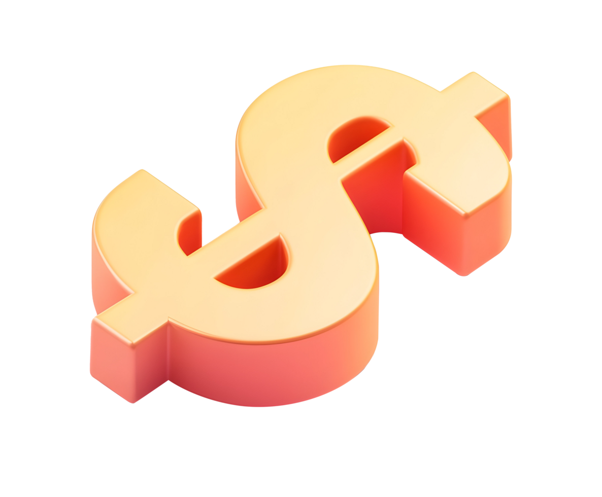 golden dollar sign 3d render png
