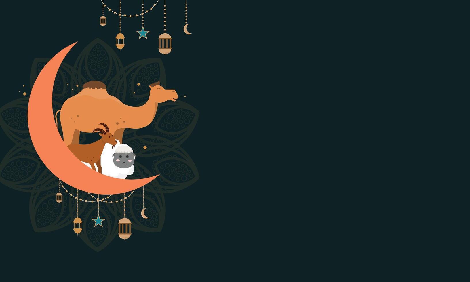 Festive Idul Adha Background with Qurban Animals vector