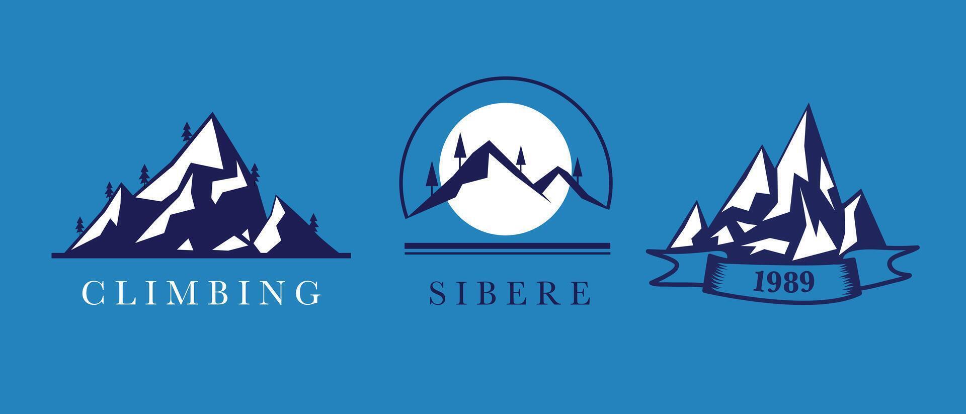 Modern logo set with climbing mountain adventure themes vector