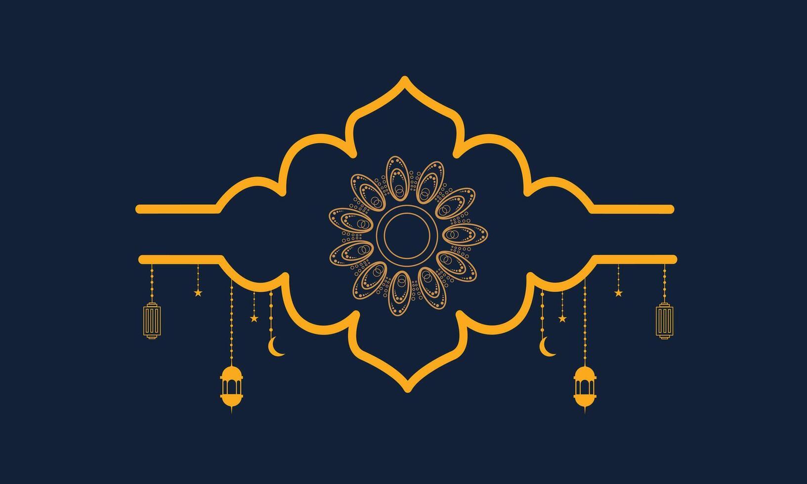 Elegant Ramadan Background with Gold Islamic Mandala and Lanterns vector