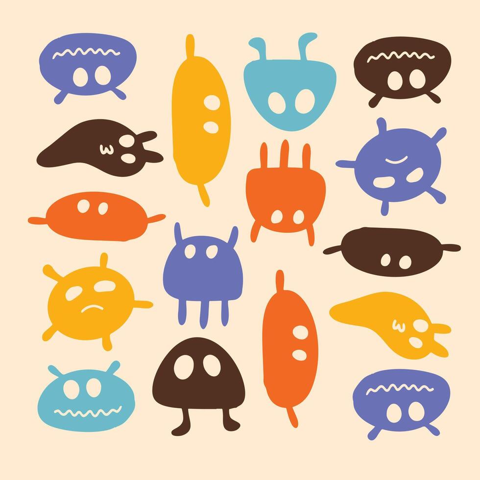 Cute Halloween Creatures Pattern on Light Background vector