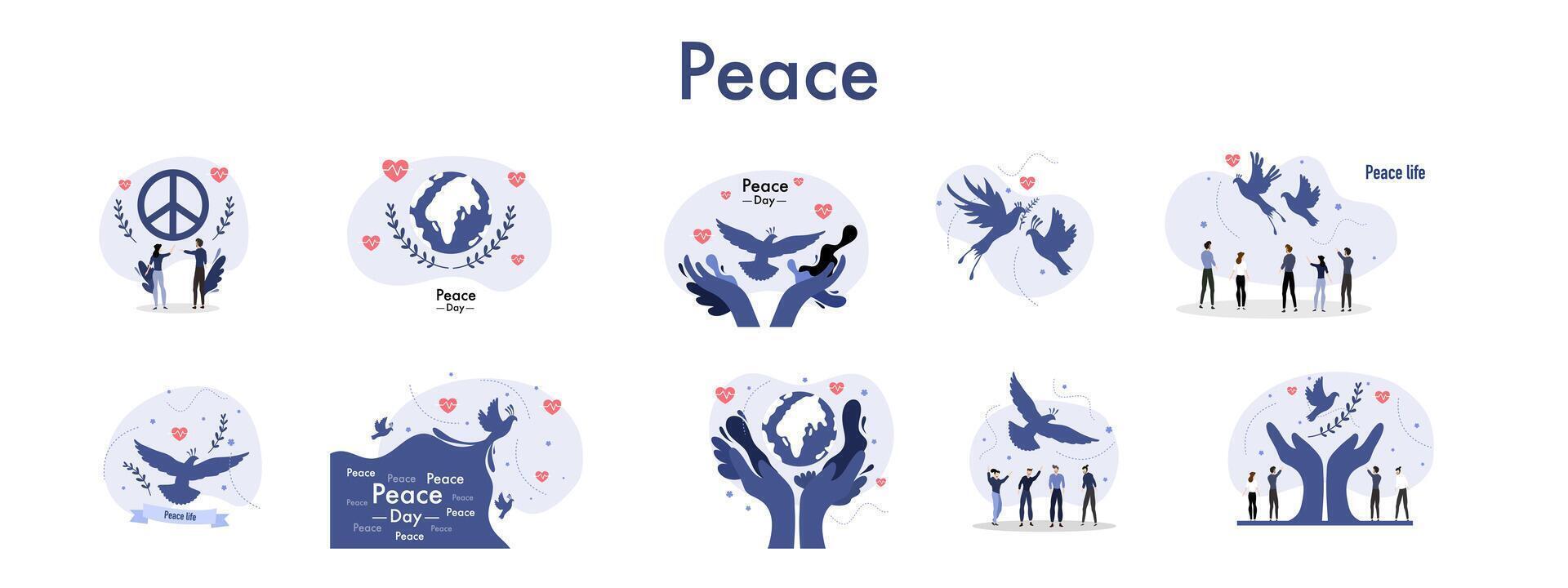 Peace Day Graphic With Icons And Global Symbols vector
