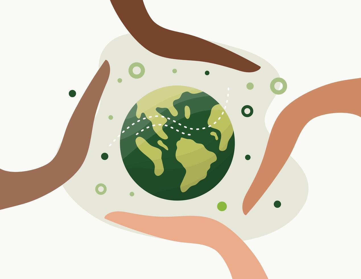 Hands Holding Earth with Branches and Leaves vector