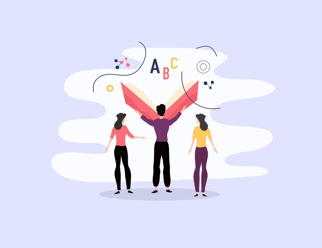 Students Celebrating Education Together on Blue Background vector