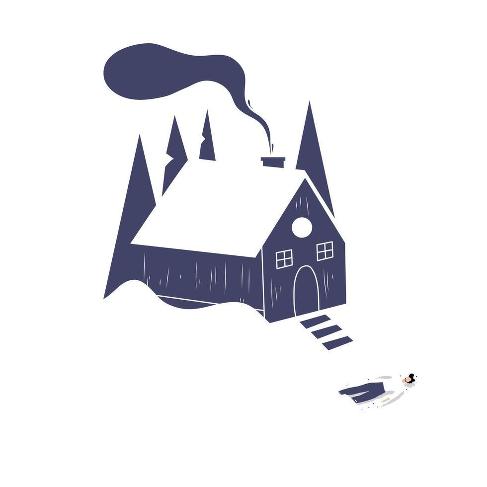 Winter Cabin in the Snow vector