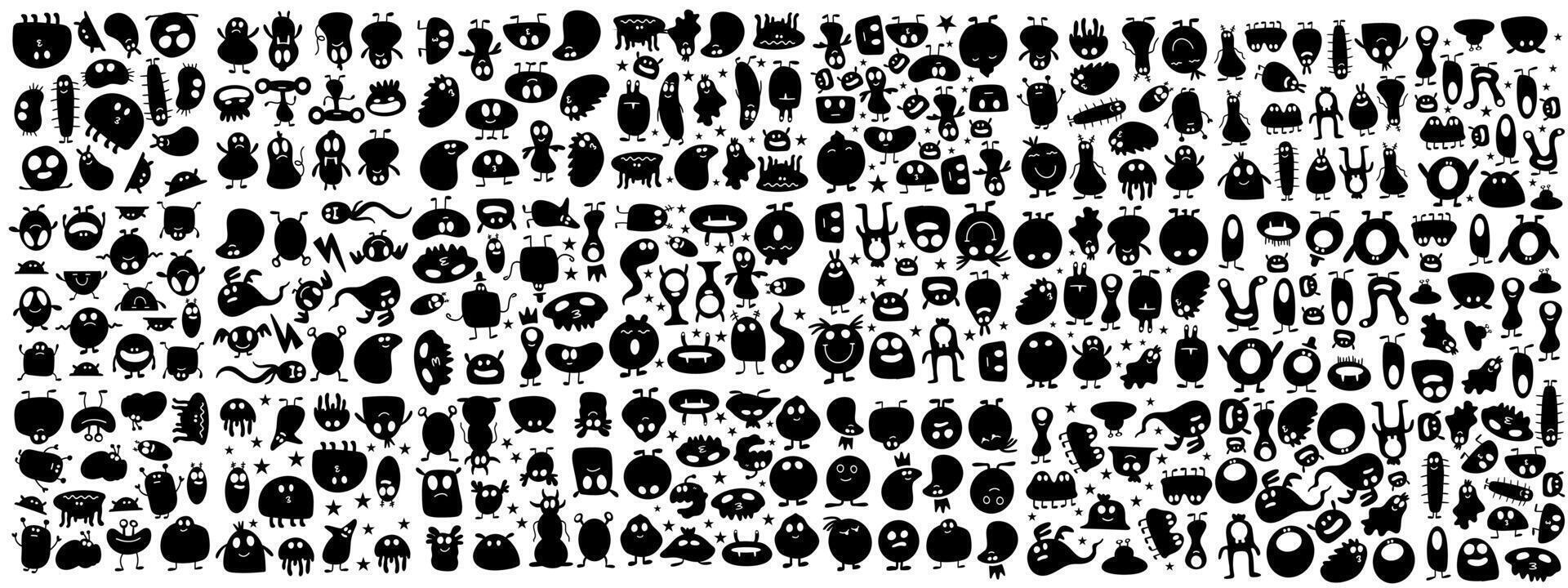 Hundreds of Black Icons in Abstract Doodle Style vector