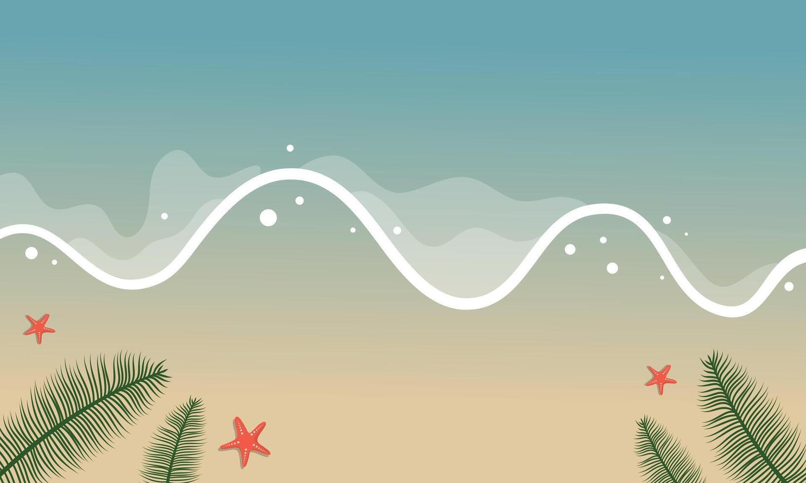 A beach scene with palm trees and waves vector