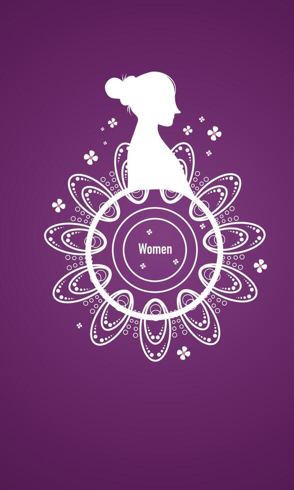 International Womens Day Card with Circular Mandala Style vector