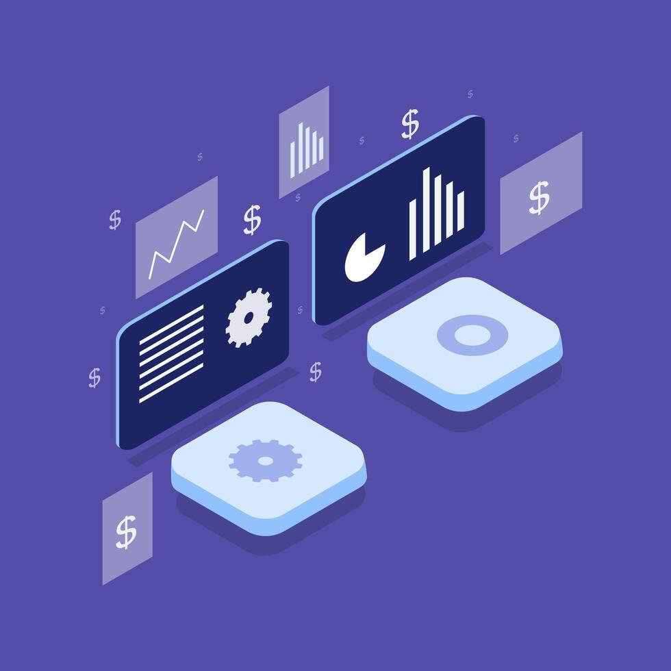 Flat Isometric Scene of Smart Business Office vector