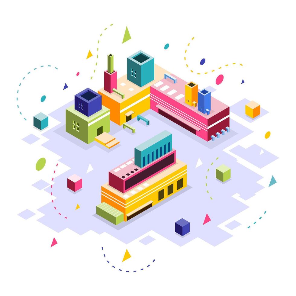 Isometric Educational and Institutional Buildings vector
