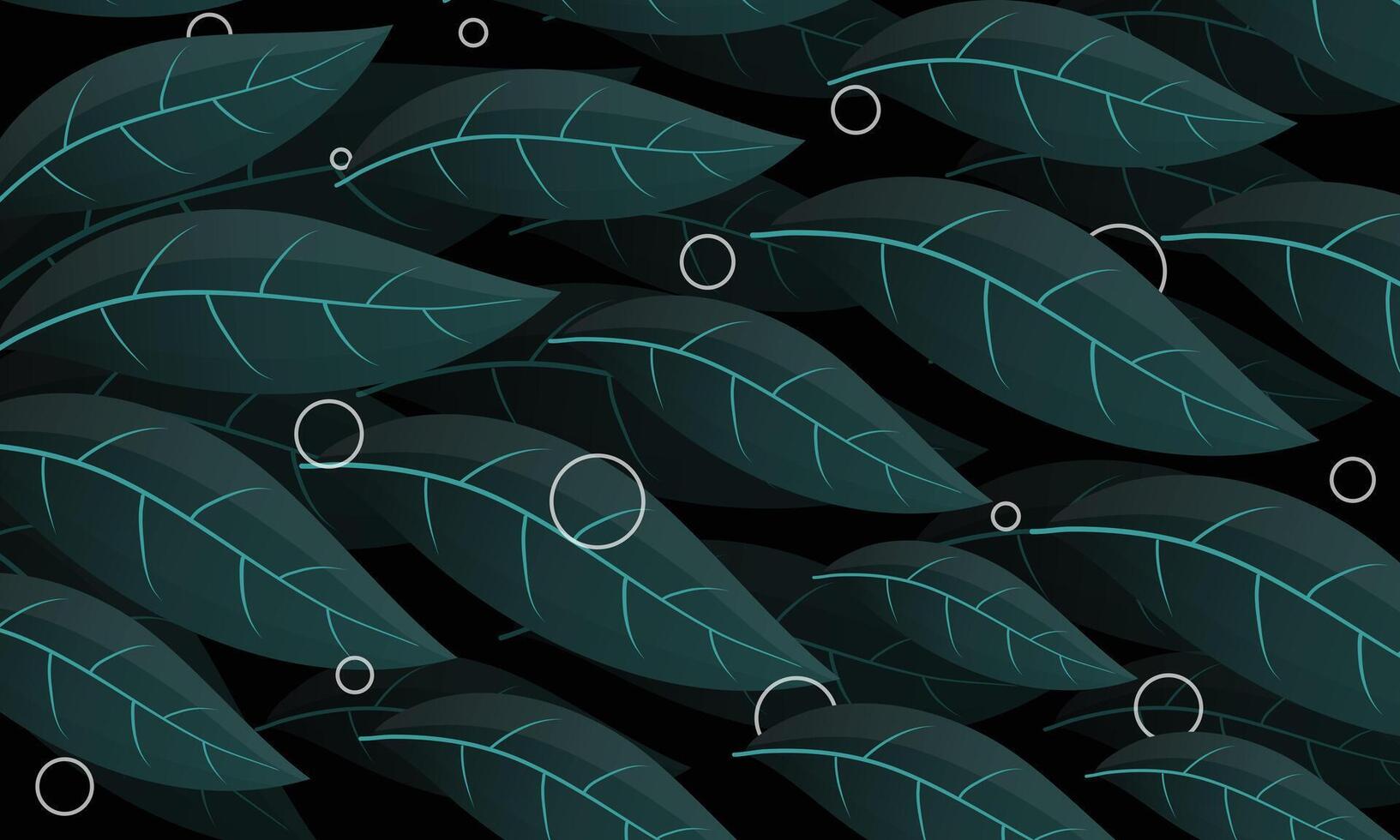 Dark Blue Leaf Texture with Abstract Circle Accents vector