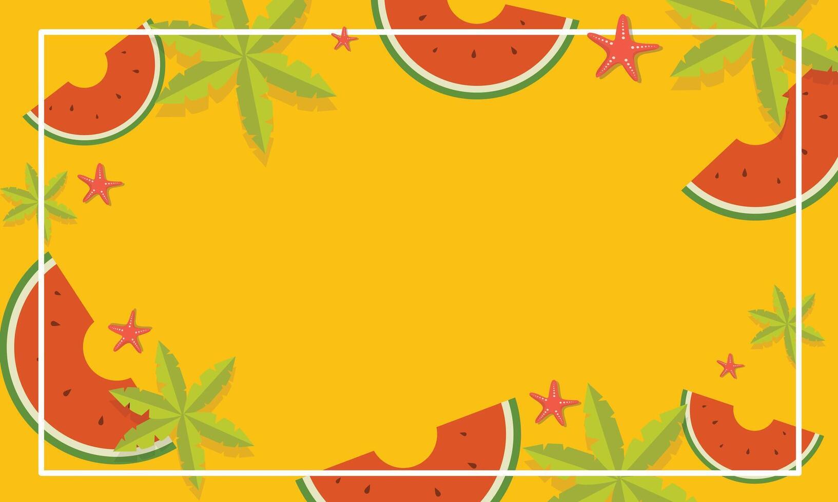 Watermelon Slices and Yellow Background With Star Accents vector