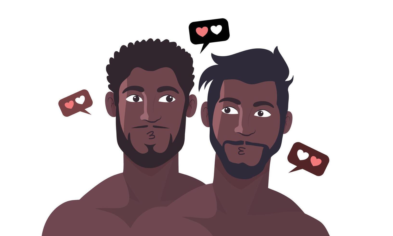 Loving Gay Couple with Chat Icons vector