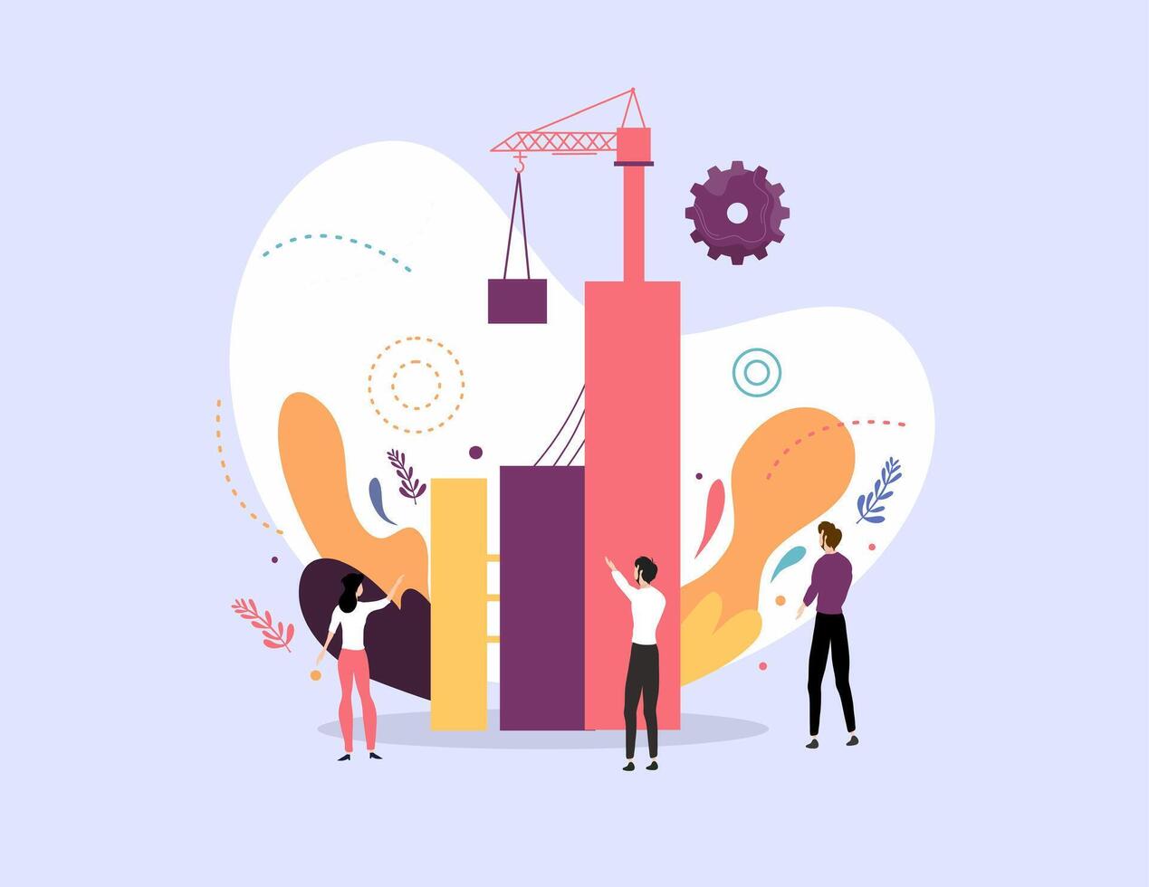 Engineer Day Illustration with Cranes and Gears vector