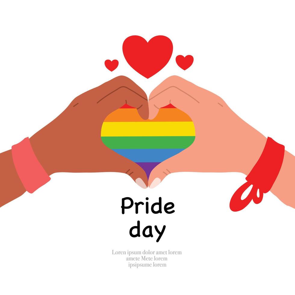 Two Hands Forming Heart with Rainbow for Pride Love vector
