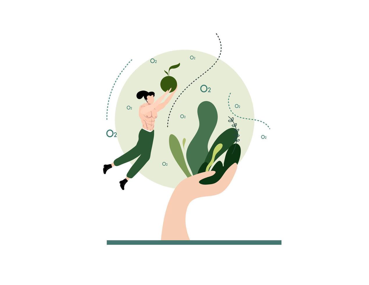 Floating Earth Surrounded by Leaves and Growth vector