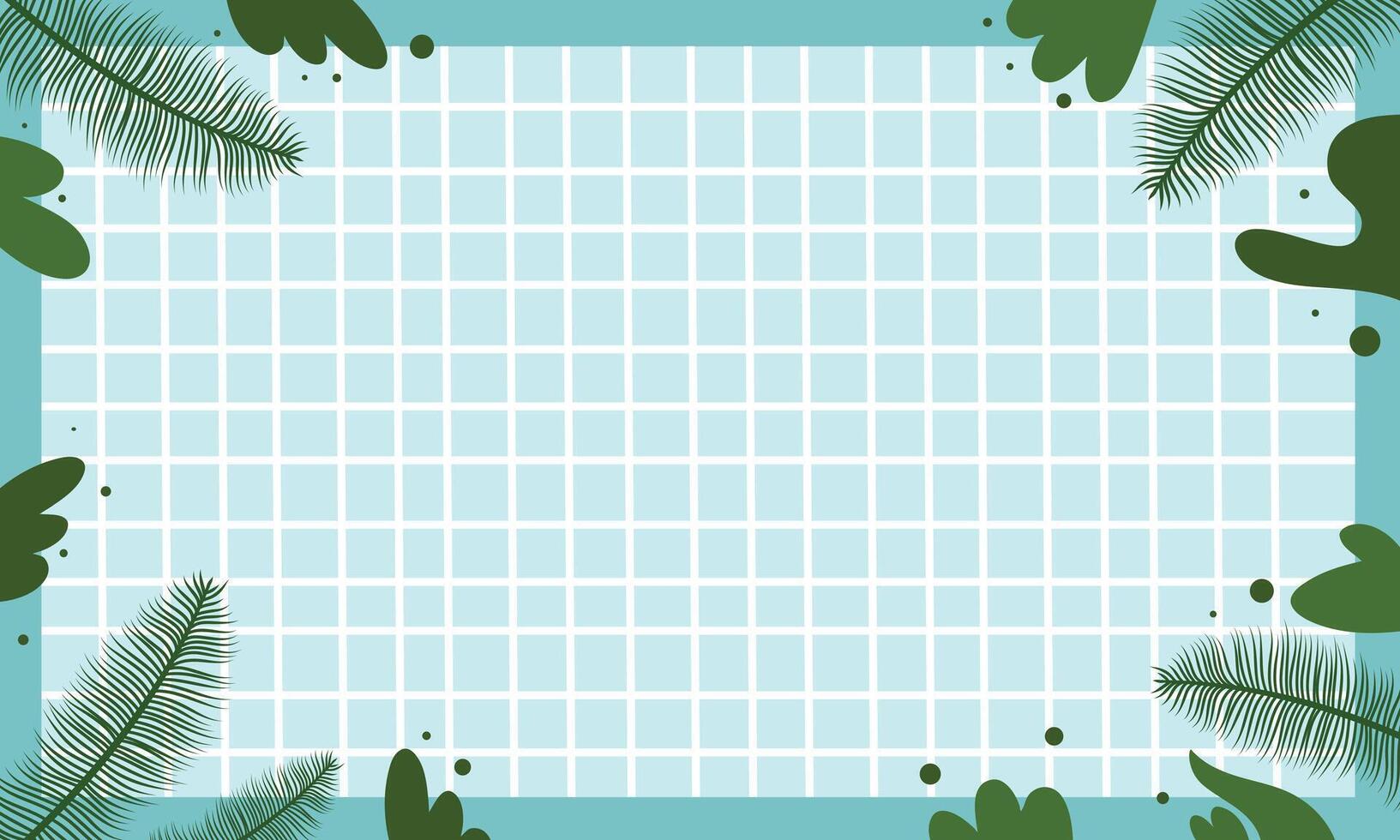 Swimming Pool Tiles With Palm Leaves Border Design vector