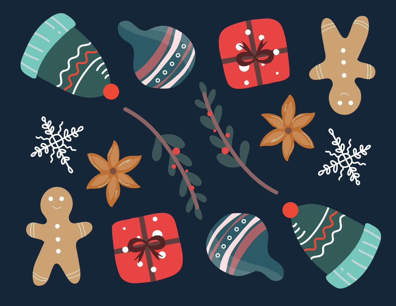 Gingerbread and Gifts Christmas Background vector
