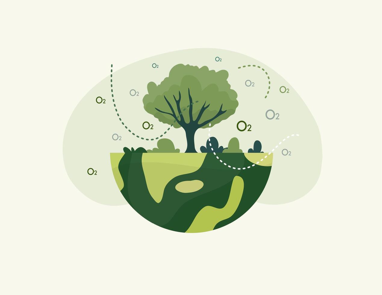 Earth Tree Growing from Green Planet Surface vector