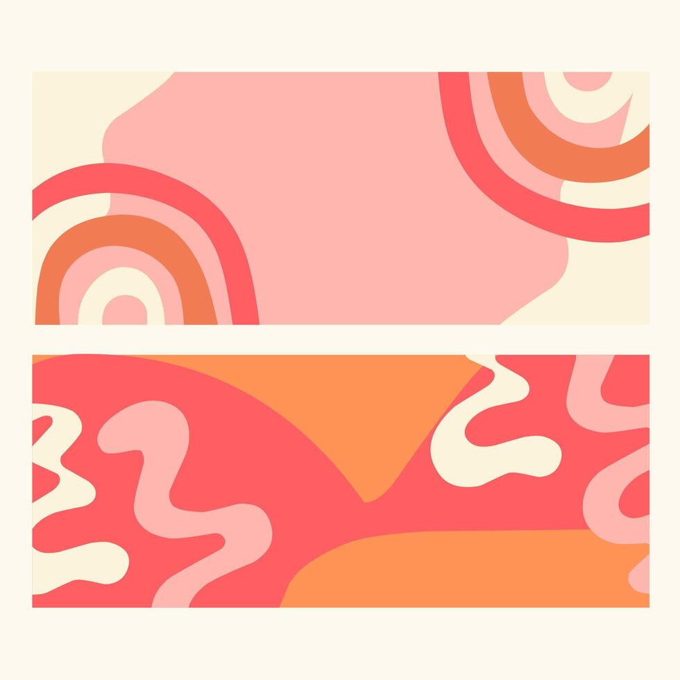 Abstract summer background cards set. Tropical shapes art concept on pink and red color. Modern art minimalist style design templates for celebration, ads, branding, banner, cover, poster, sales. vector