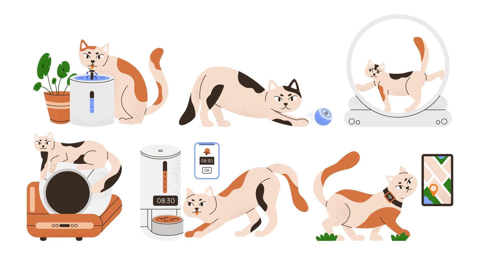 Pet care gadgets set vector