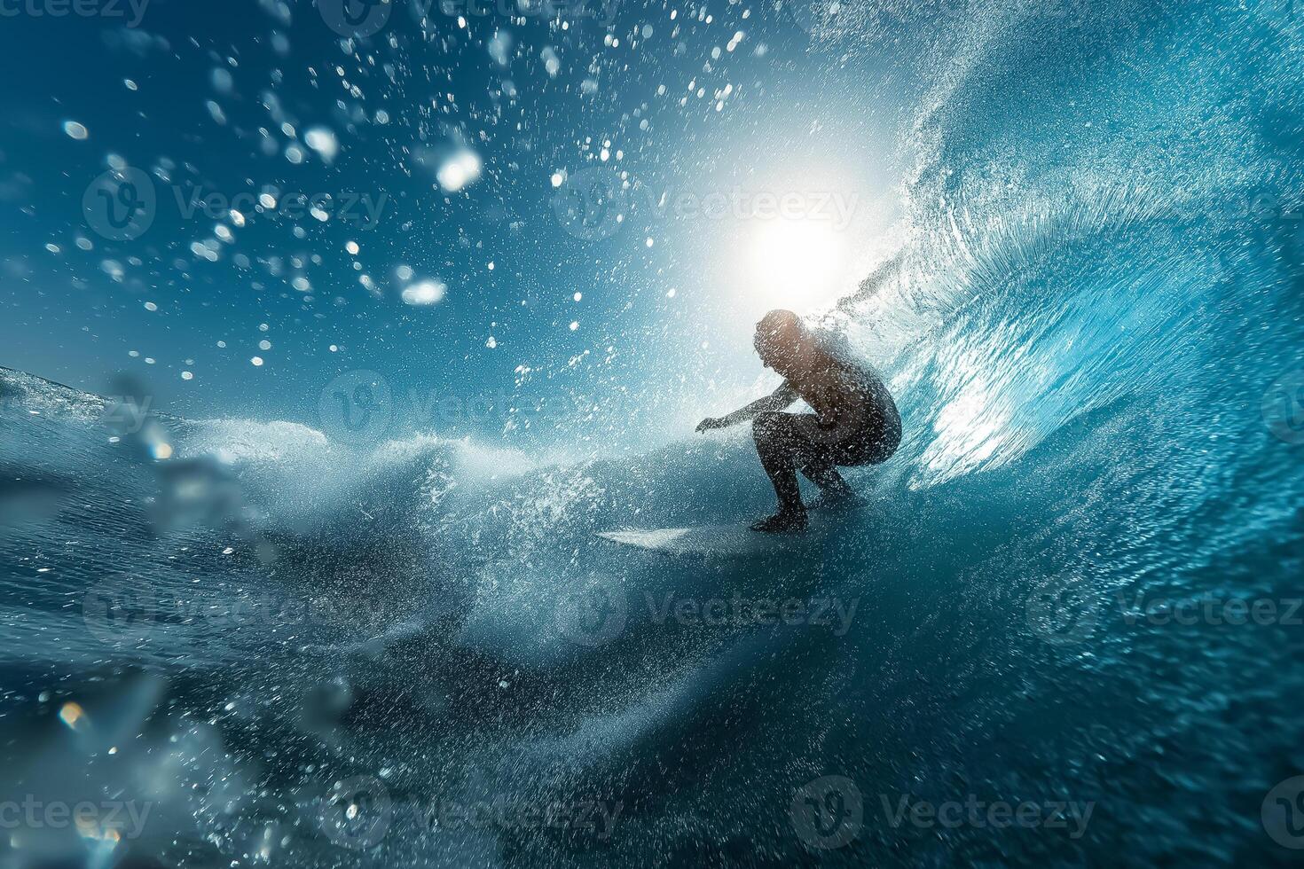 A man riding a wave on a surfboard photo
