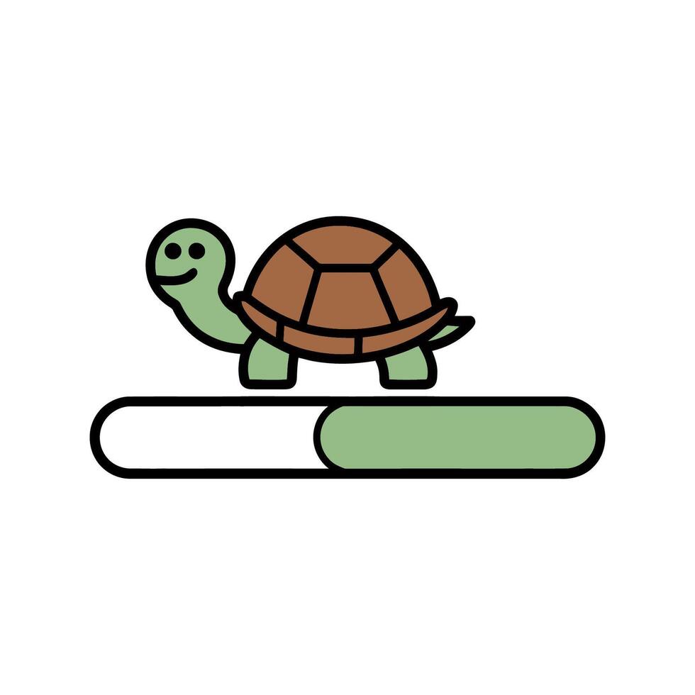 Cute Turtle on Progress Bar Cartoon Illustration vector