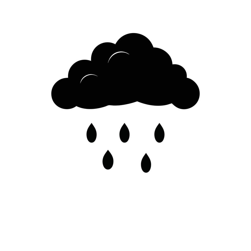rain cloud icon black and white Black clouds with rain white background illustration vector