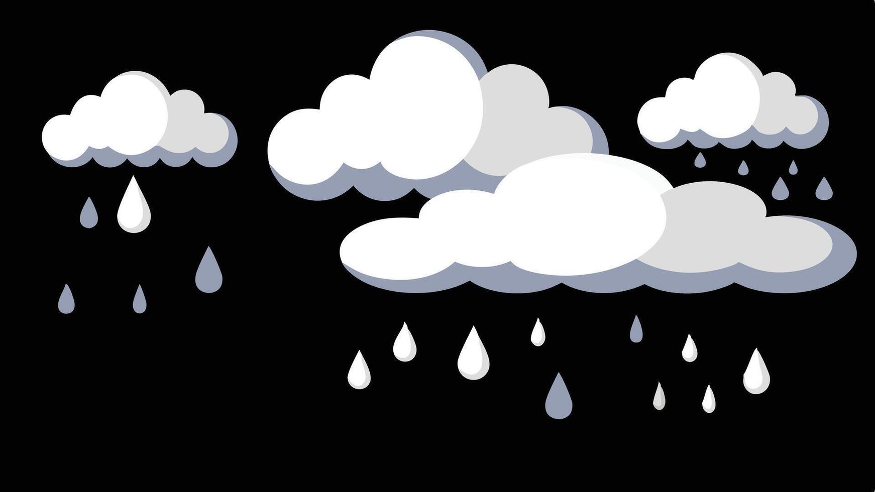 rain cloud clip art Collection of white clouds raining raindrops vector