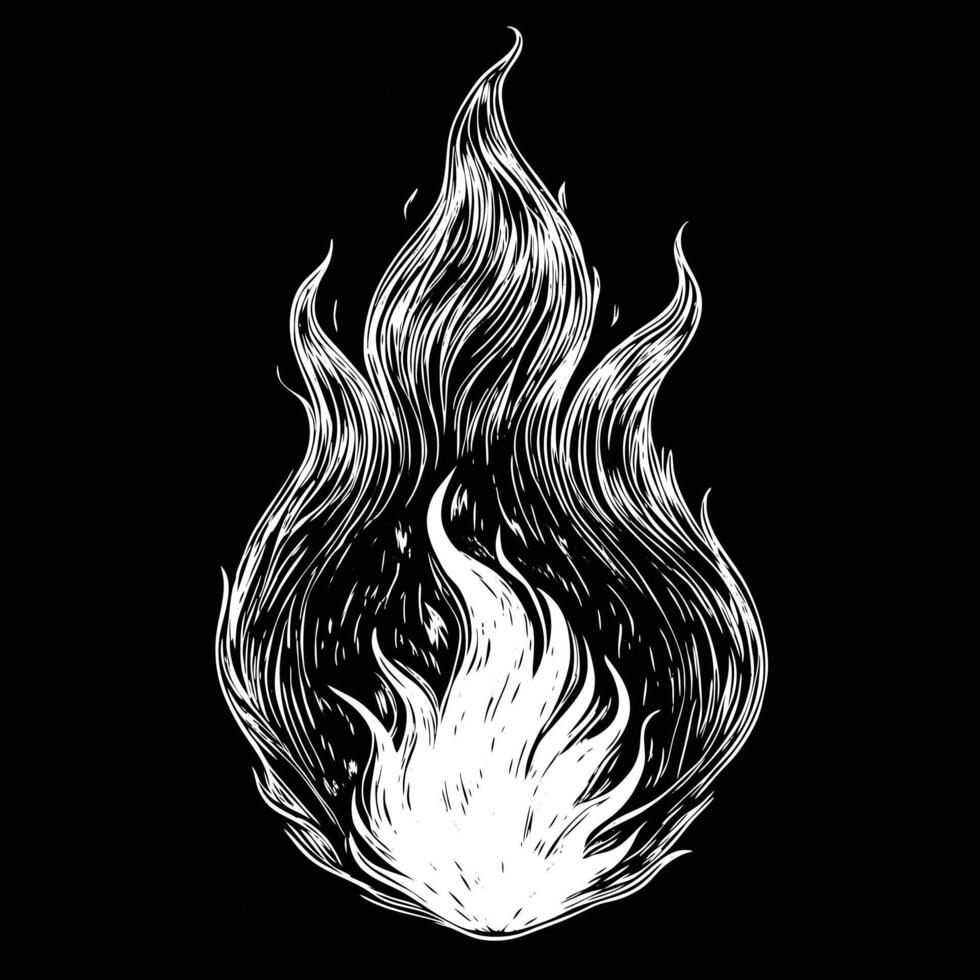Fire line drawing, night time a drawing of a fire with a black background vector