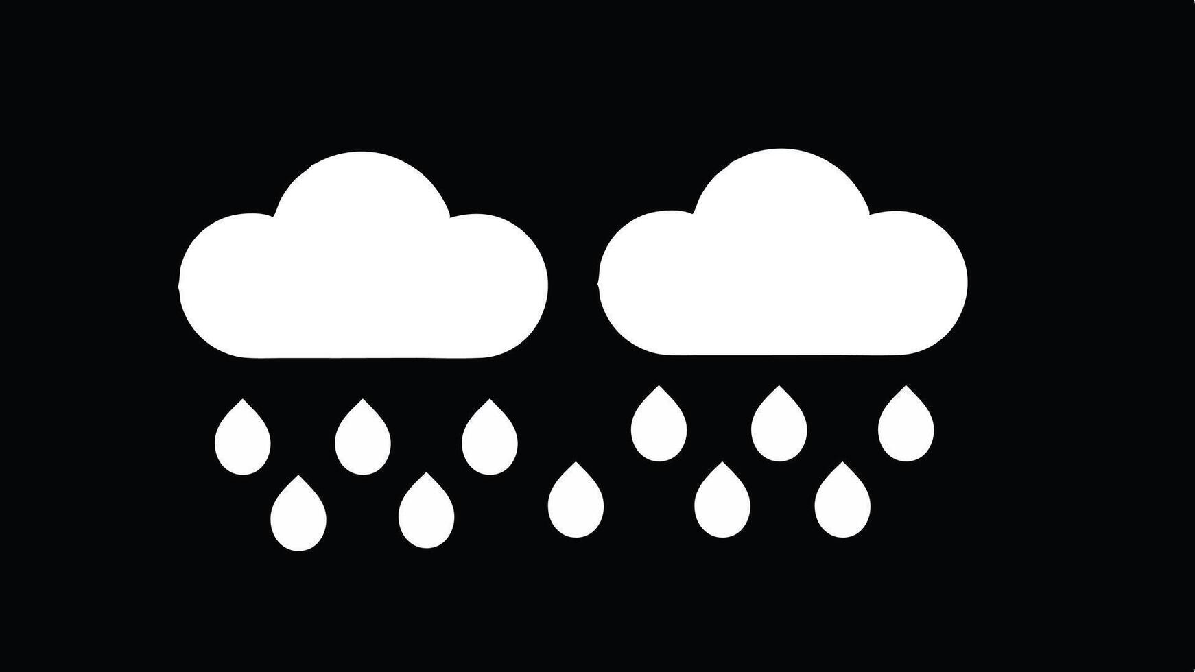 two rain clouds with white drops on a black background vector