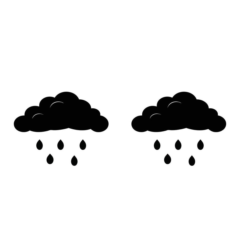 two black clouds with rain drops on them vector