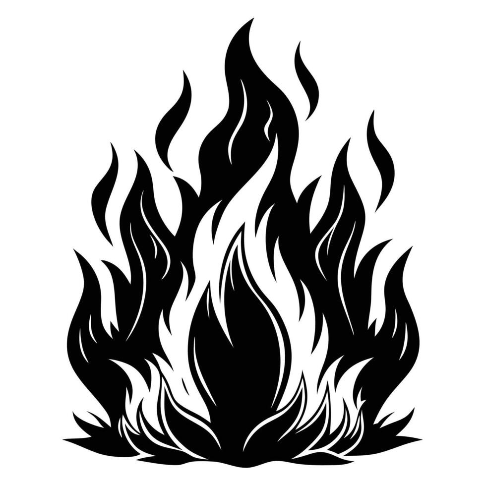 Fire Flame Heat Silhouette a black and white illustration of a flame vector