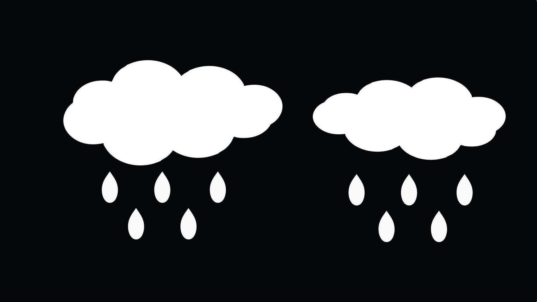 two clouds with rain drops on them vector