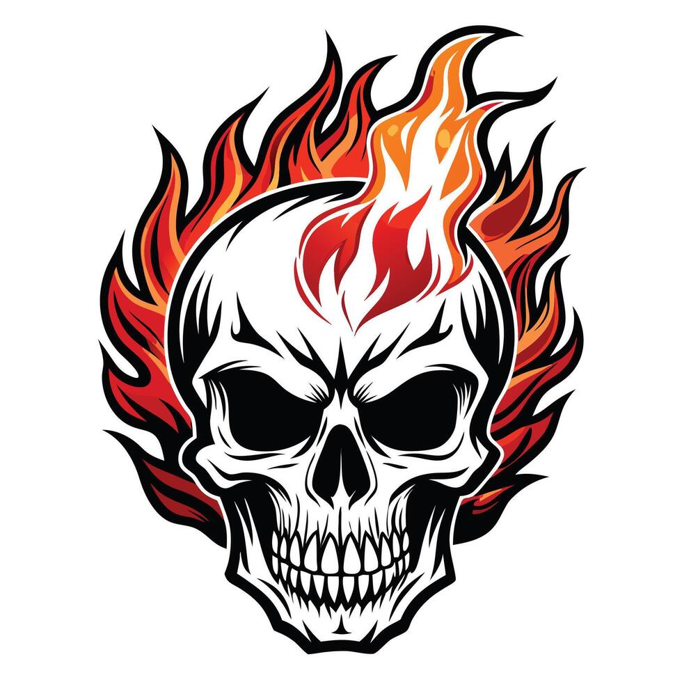 skull with fire Fire skull with heat vector