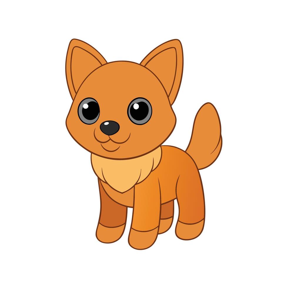 Cute cartoon fox. Kawaii style illustration isolated on a white background vector