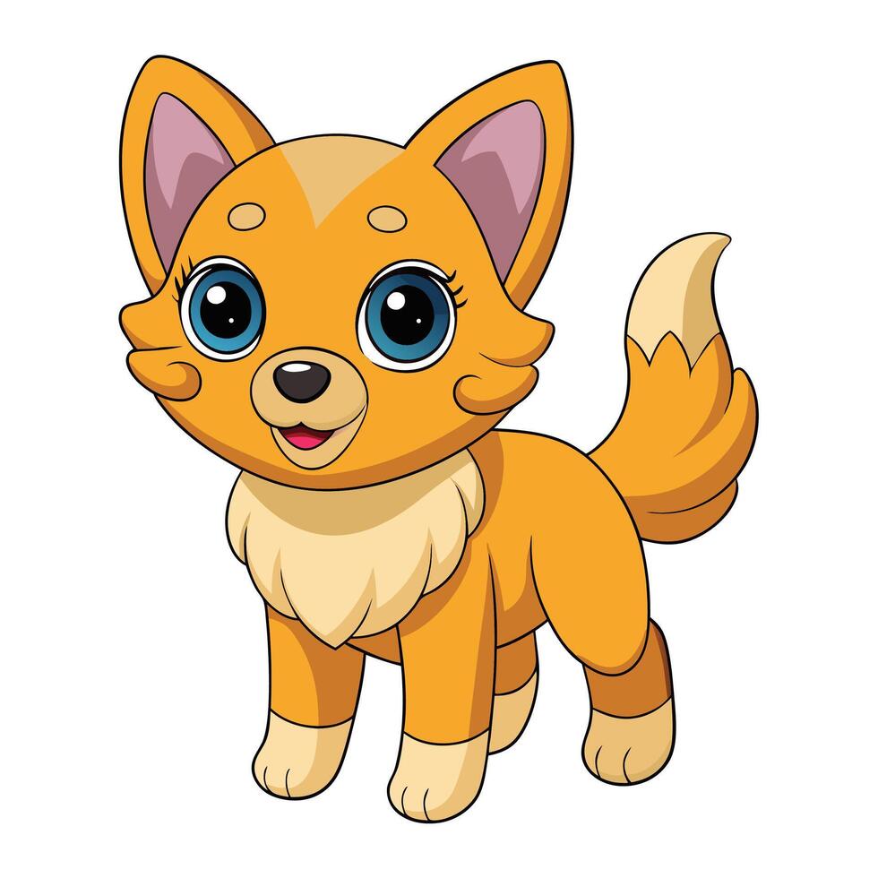 Cute cartoon dog Kawaii style isolated on a white background. illustration. vector