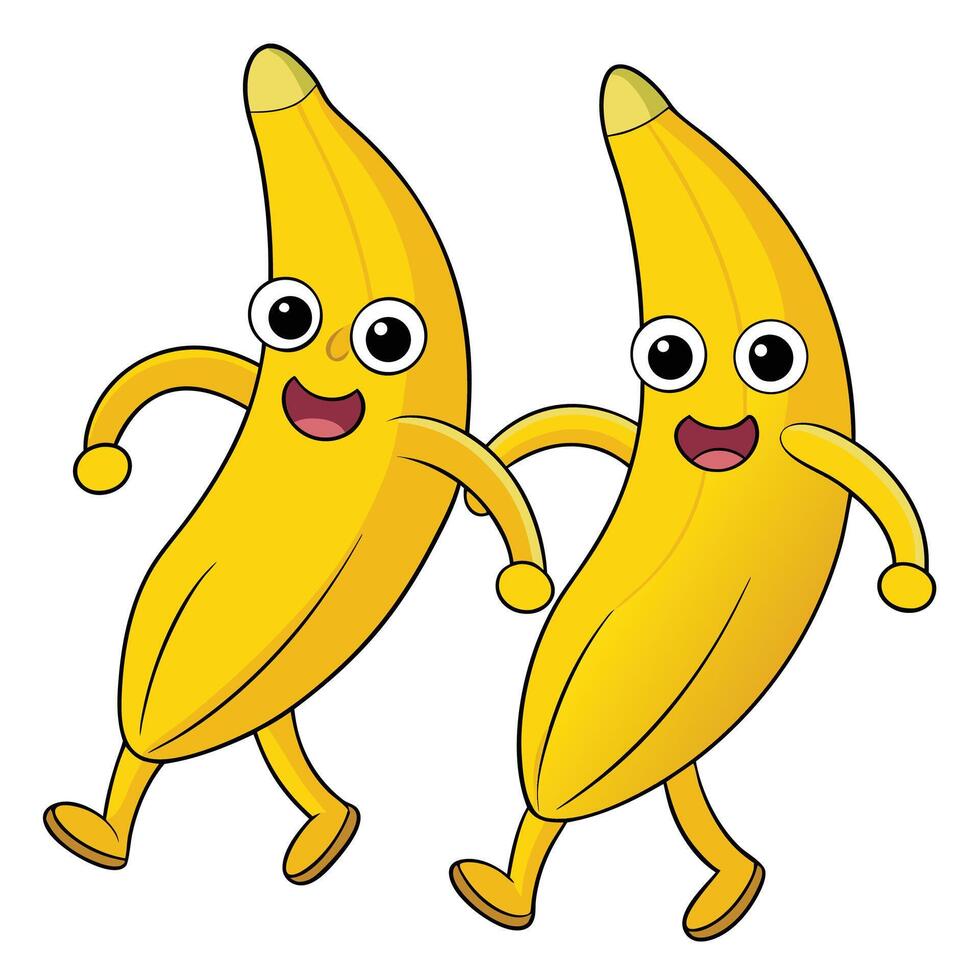cartoon banana Kawaii style on a white background illustration vector