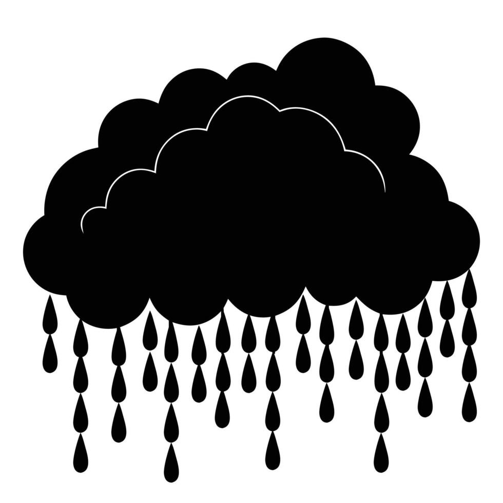 black and white illustration of rain cloud vector