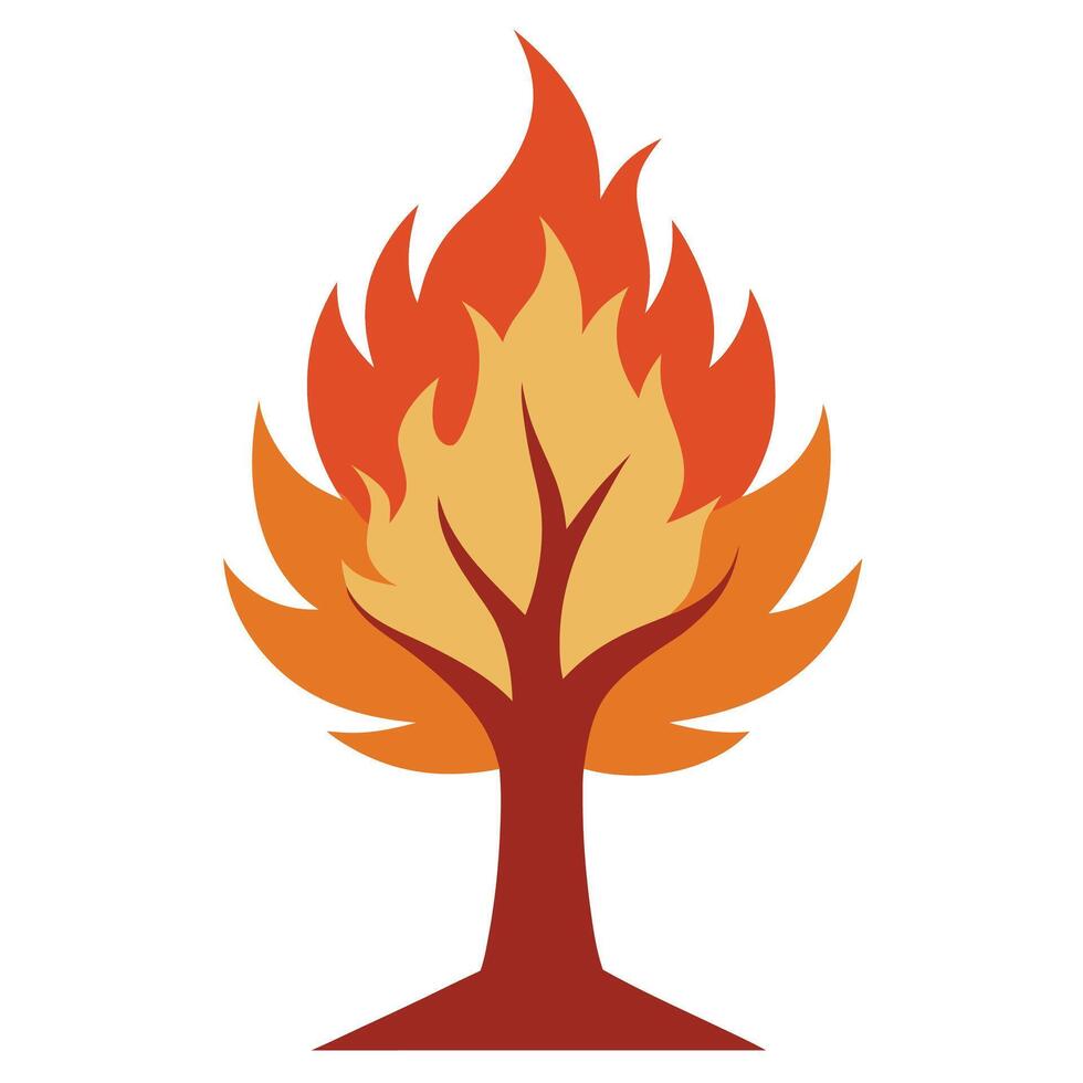 Trees on Fire tree icon on a white background vector