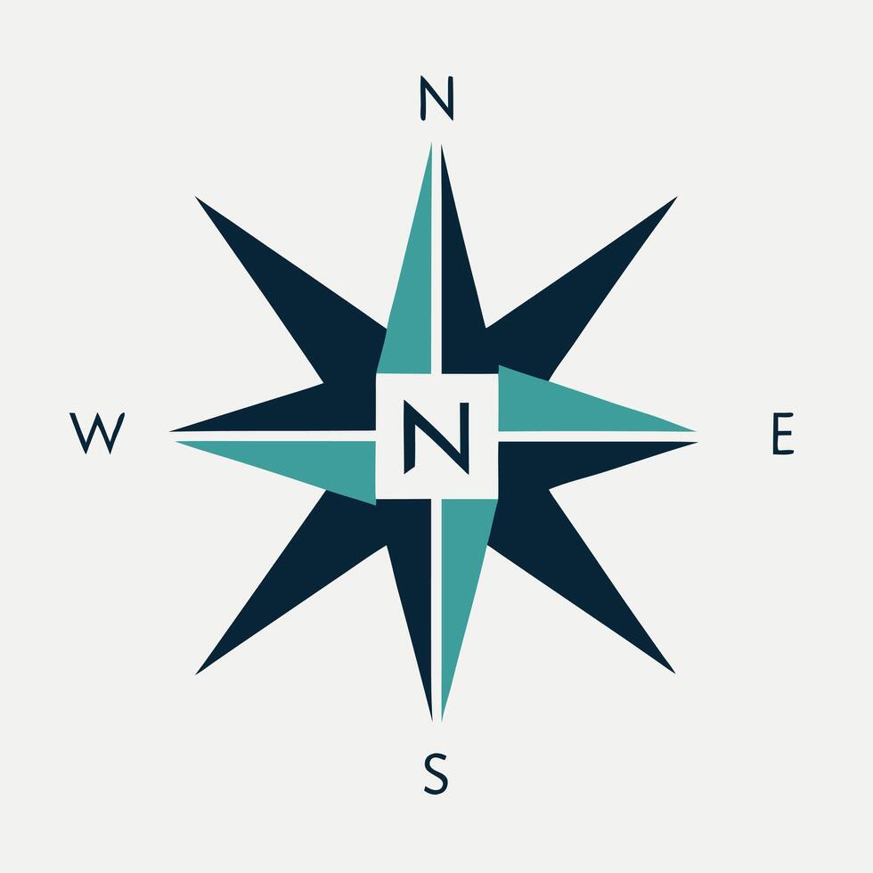 Abstract Eight Pointed Compass Rose Design Illustration vector